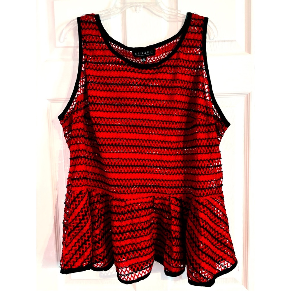 Eloquii open woven peplum top ♥️♣️